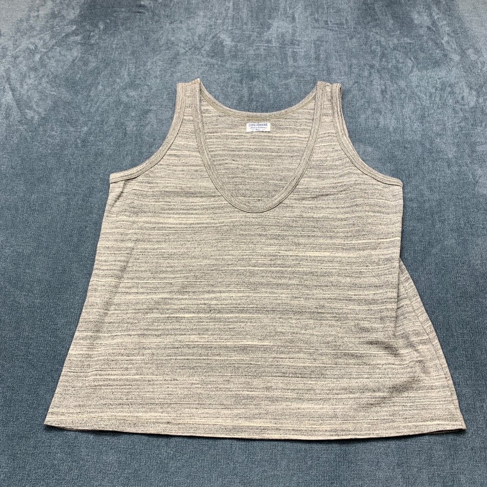 Civilianaire Tank Top Womens Small Heather Gray Striped Running Performance Gym